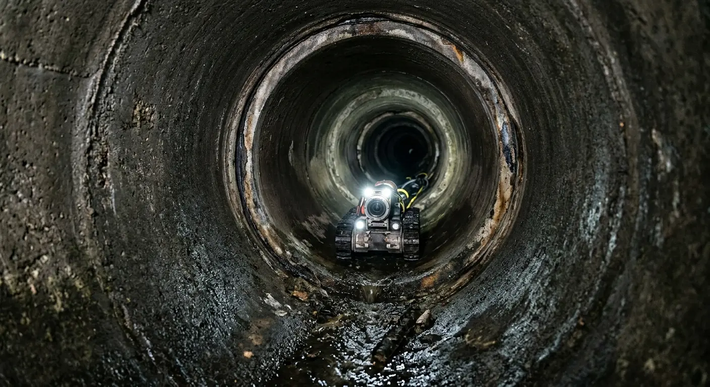 Robotic sewer camera inspecting pipe interior for Sewer Line Cleaning in Carneys Point